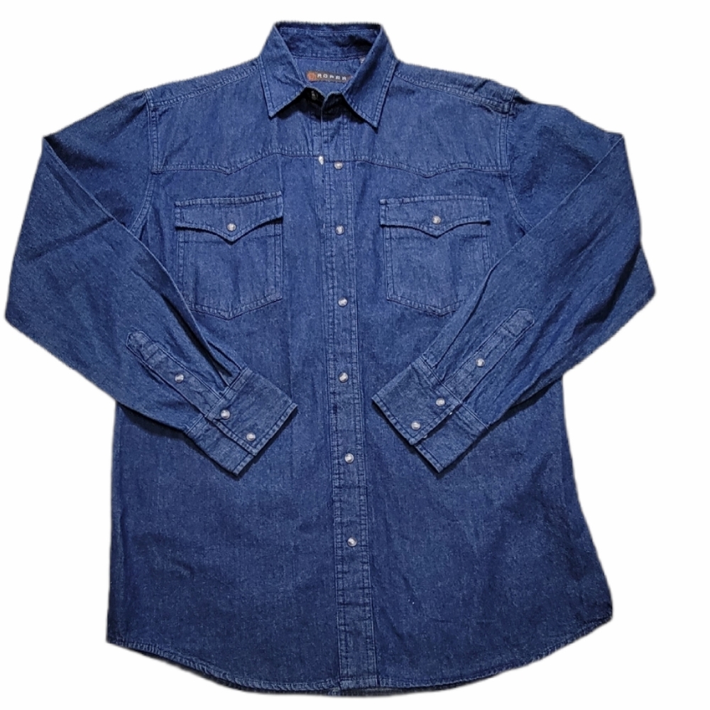 Roper Long Sleeve Pearl Snap Denim Shirt Size‎ S